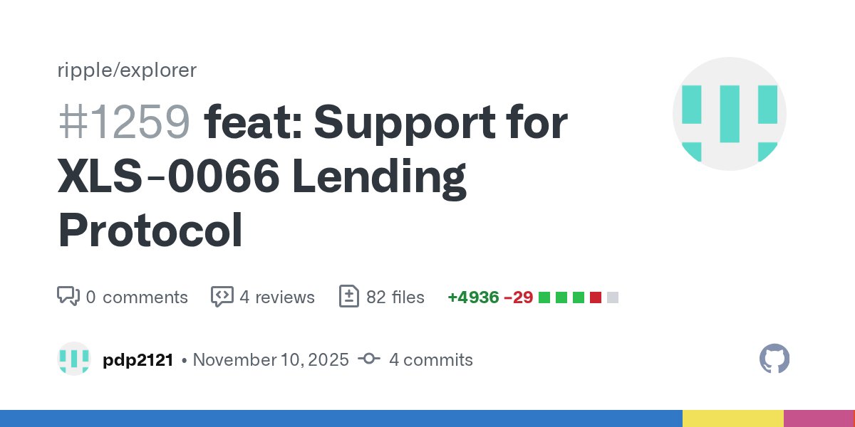 Steph4369313869's tweet card. High Level Overview of Change Add support for XLS-0066 Lending Protocol. Context of Change The specification can be found here: XRPLF/XRPL-Standards#240 The cpp implementation is available here: ...