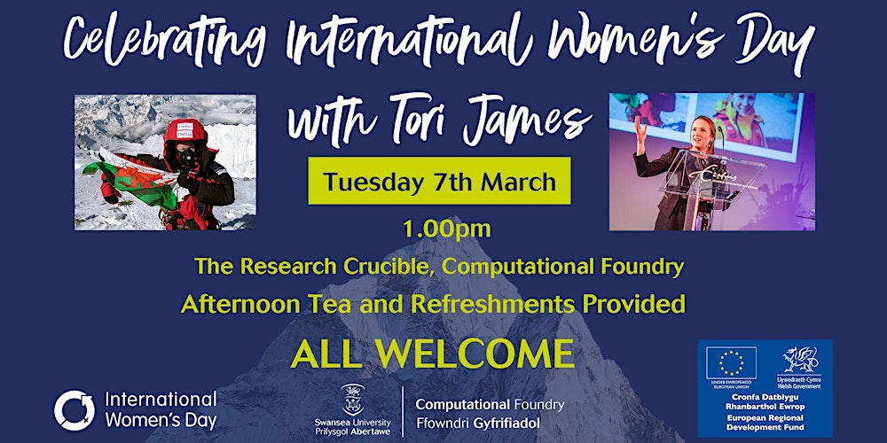 CompFoundry's tweet card. Join us at the Computational Foundry to celebrate International Women’s Day with a guest talk by Tori James.