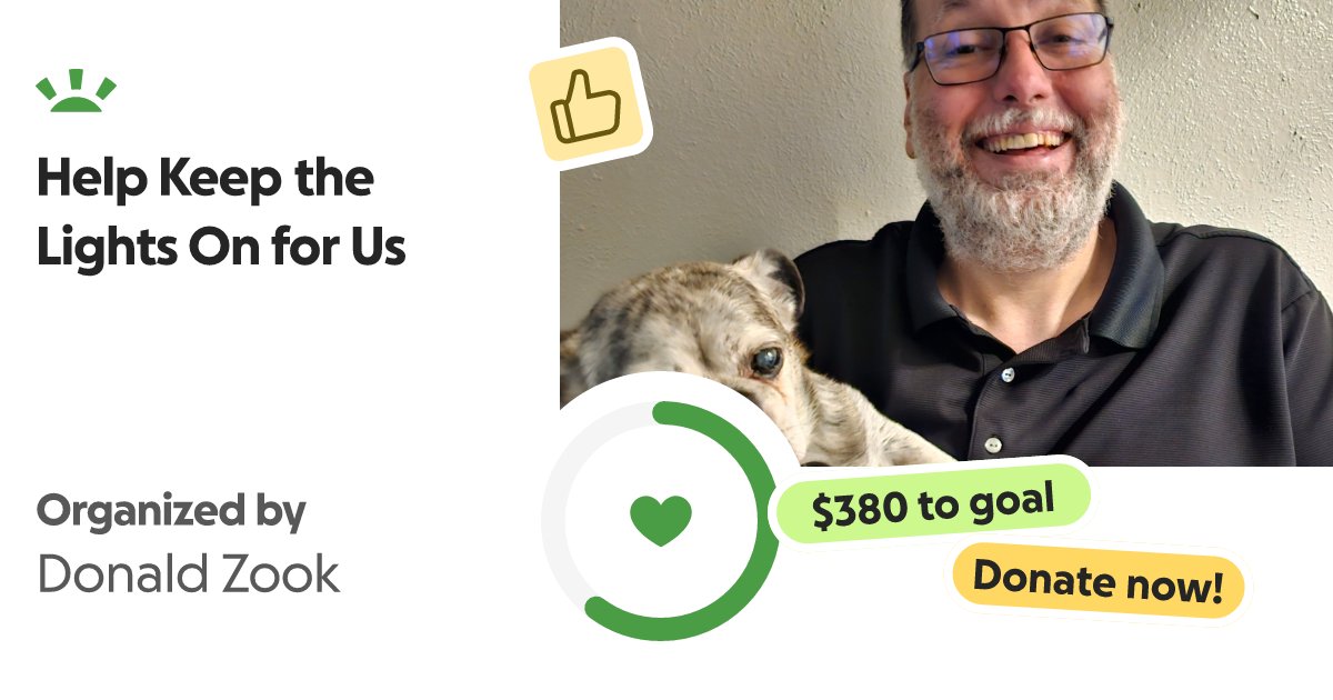 shanescomics's tweet card. Thanks to an incredible act of kindness, our rent has been covered, but we’re still struggl… Donald Zook needs your support for Help Keep the Lights On for Us