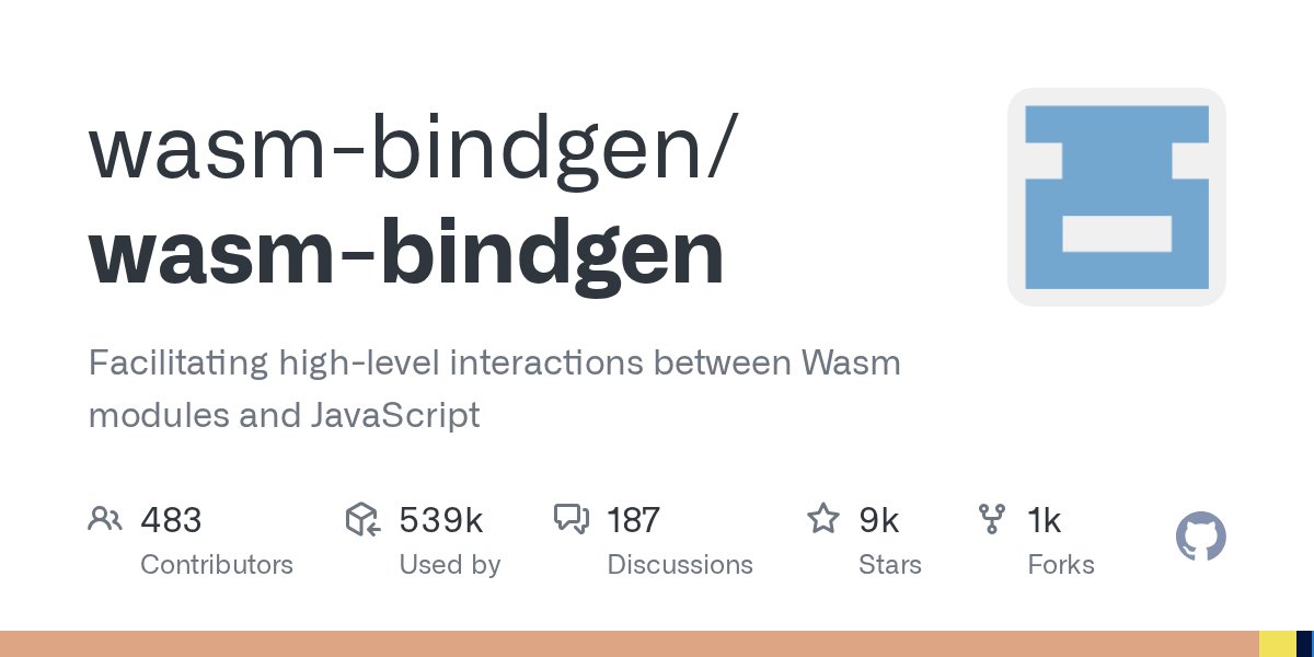 RustRepos's tweet card. Facilitating high-level interactions between Wasm modules and JavaScript - wasm-bindgen/wasm-bindgen