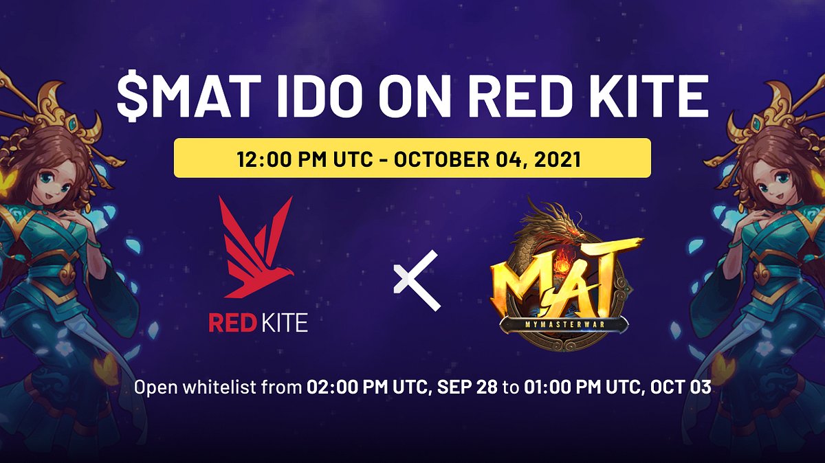 redkitepad's tweet card. Red Kite opens two token sale pools for MyMasterWar: IDO Pool (whitelist winners) and Community Pool (participants on Gleam competition)…