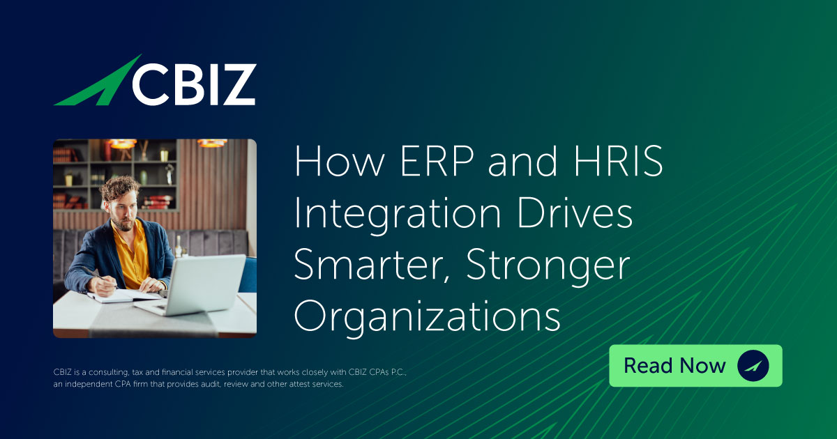 cbz's tweet card. Discover how integrating ERP and HRIS systems unites operations and people data to drive smarter decisions and a stronger organization.