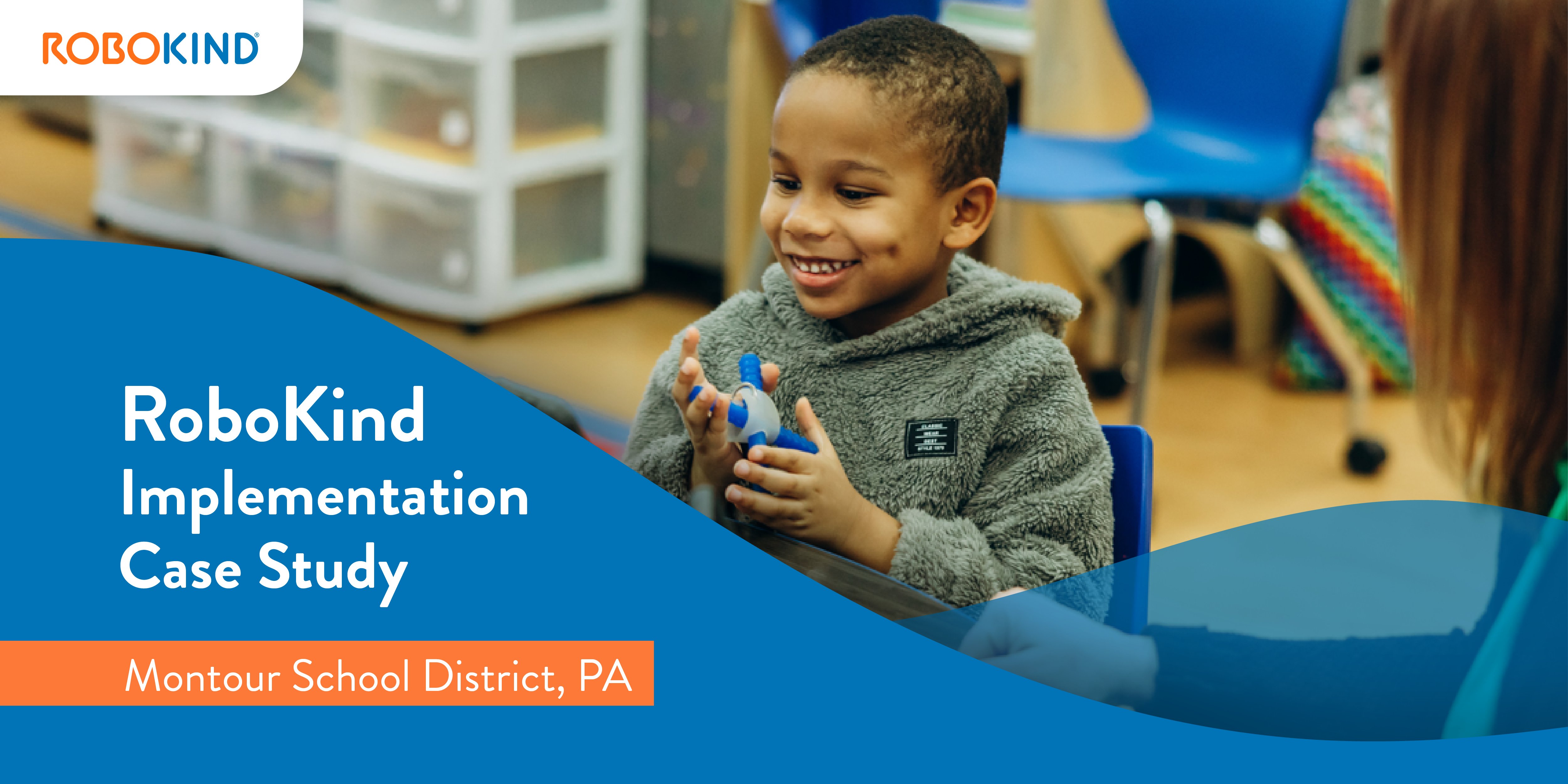 robokind's tweet card. Discover how Montour School District enhances learning with RoboKind's curriculum, fostering engagement and foundational skills in their SPED classrooms!