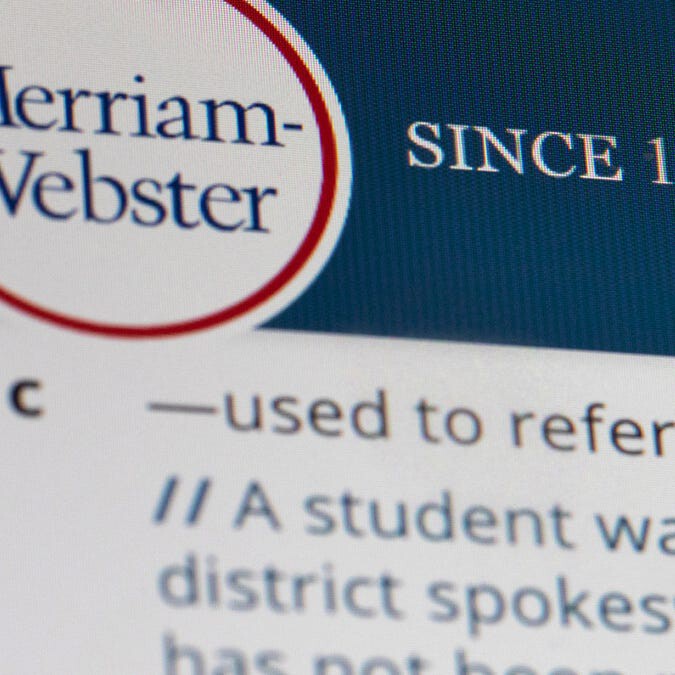 VoteForChanges's tweet card. Nice try, Webster. Florida's book-banning law has caused dictionaries to be removed from school shelves due to sexual content.