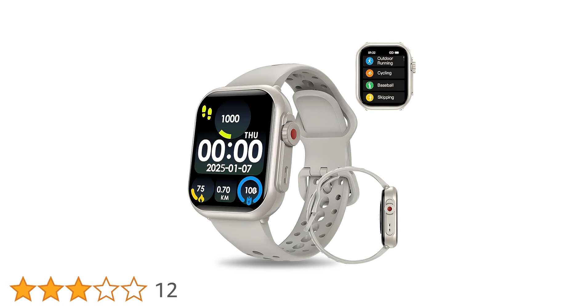 amazonbug7's tweet card. 付属品：スマートウォッチ 本体×1、充電ケーブル×1、バンド×1、日本語取説書×1。