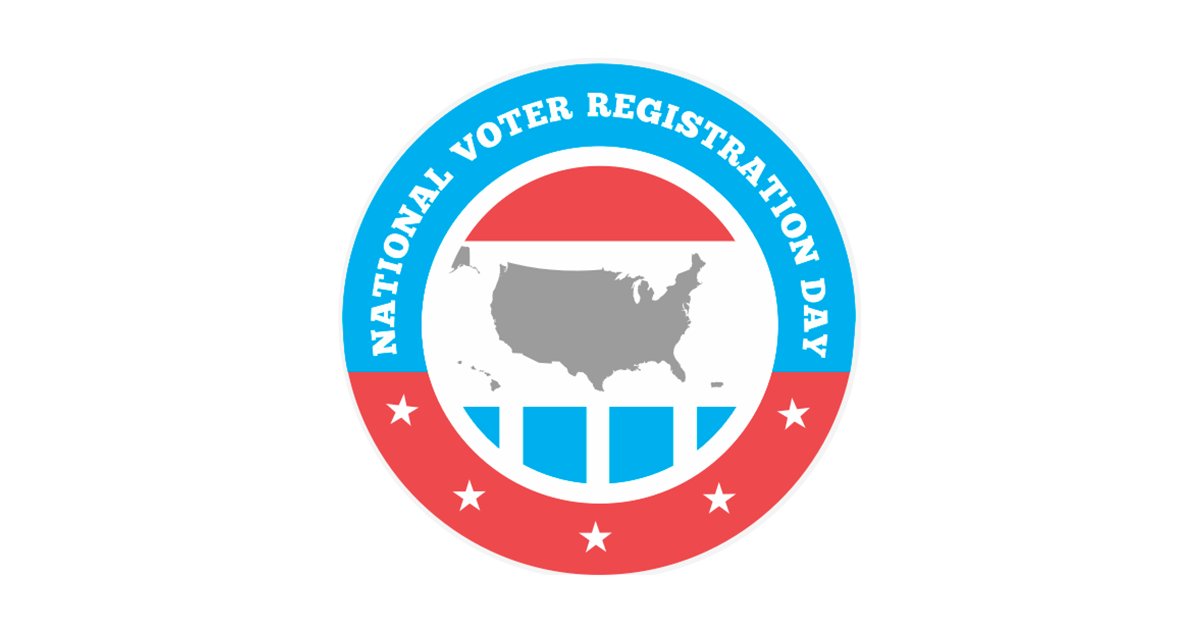 DemVictoryAL's tweet card. National Voter Registration Day is a holiday celebrated on the fourth Tuesday of every September. It's goal is to focus attention on the importance of registering to vote and voting in our democracy...