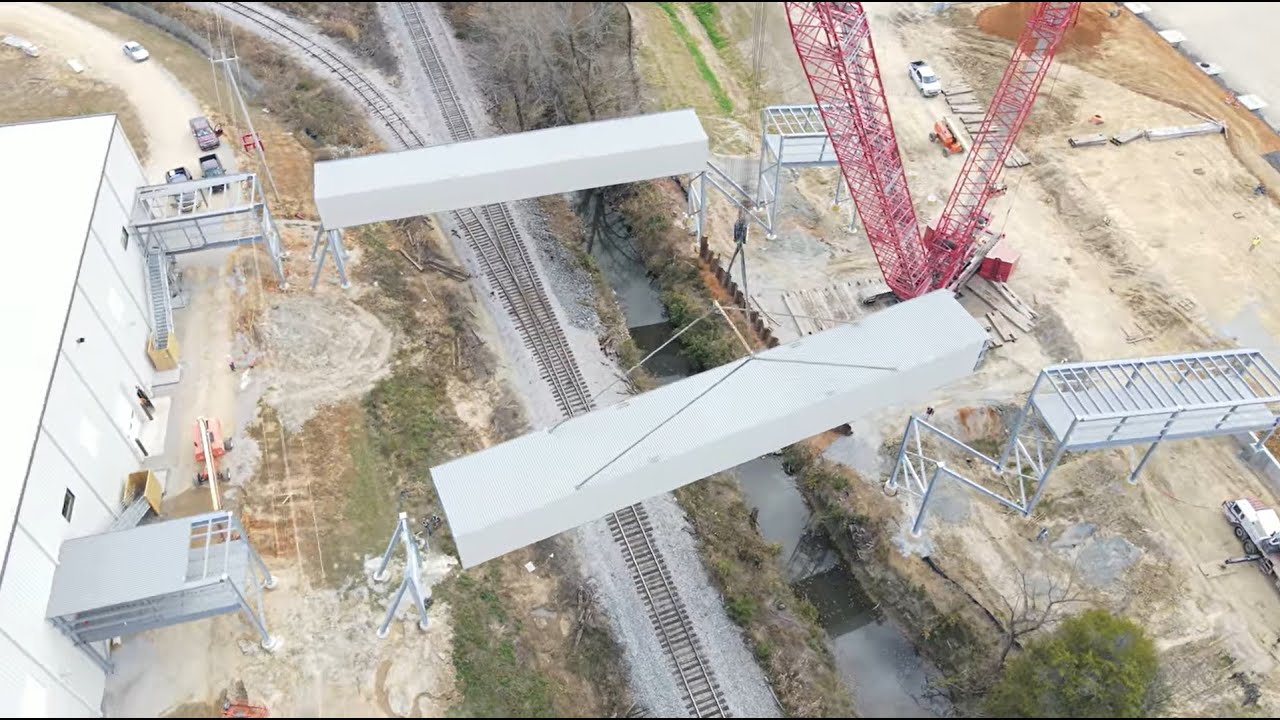 alstonconstruct's tweet card. Ashley Furniture Rail Bridge Install | Tupelo, MS