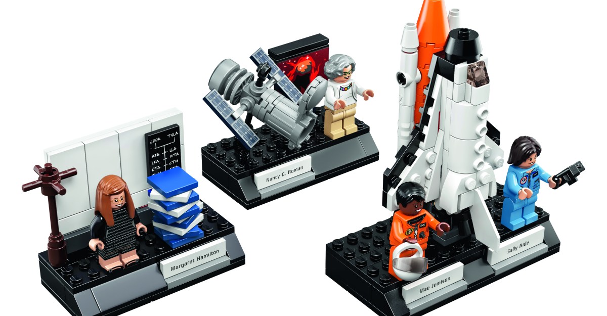 womensmediacntr's tweet card. Featuring Nancy Grace Roman, Margaret Hamilton, Sally Ride, and Mae Jemison