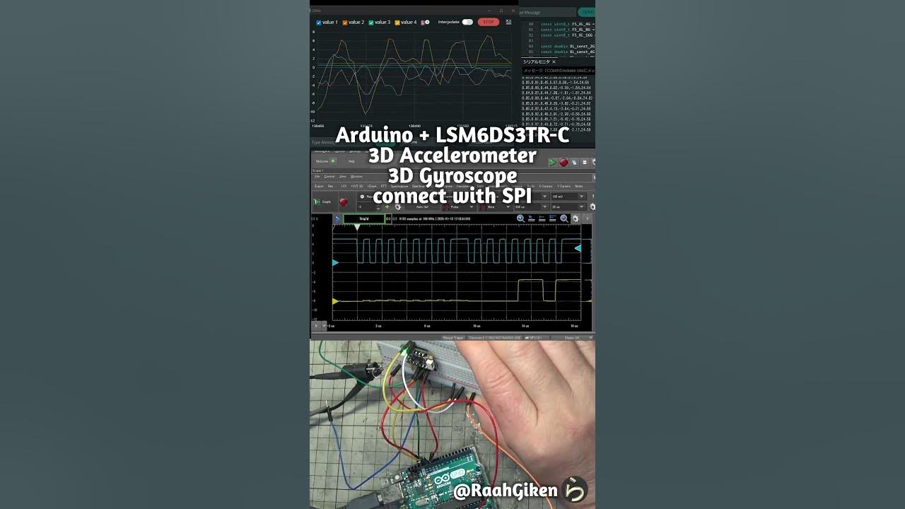 raahgiken13's tweet card. Accelerometer and Gyroscope Test #Arduiono #imu #LSM6DS3TRC #STMICRO...