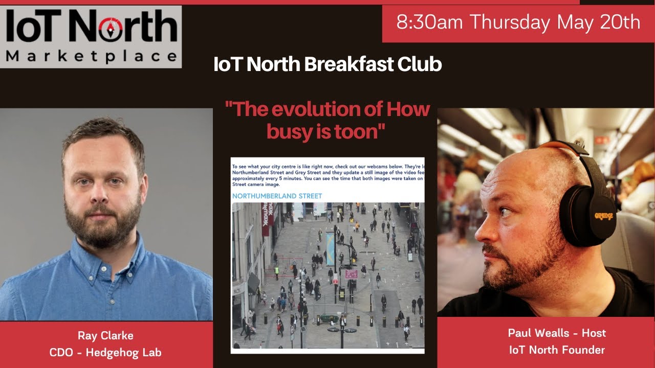 IotnorthU's tweet card. IoT North Breakfast Club - The Evolution of How Busy is Toon
