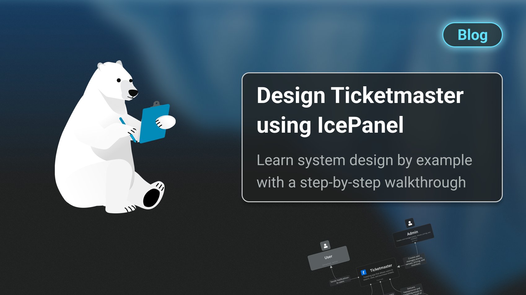 ice_panel's tweet card. System design of Ticketmaster on IcePanel 🧊