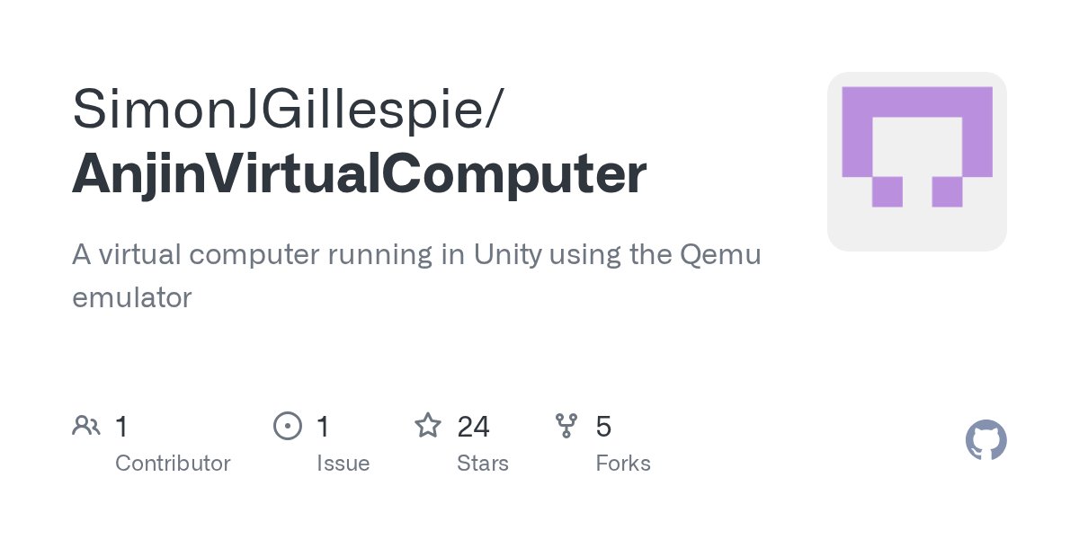 anjin_games's tweet card. A virtual computer running in Unity using the Qemu emulator - SimonJGillespie/AnjinVirtualComputer