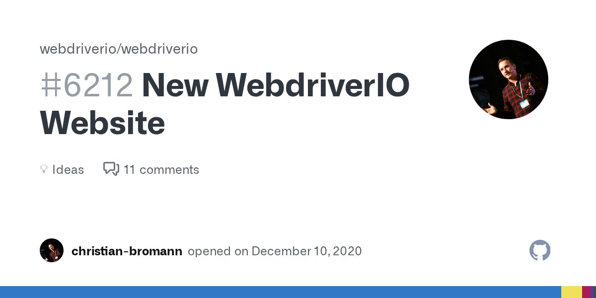 webdriverio's tweet card. Hey all 👋 , as we approach the end of our TypeScript rewrite effort we will publish a new major version as a lot of type definitions will change and there might be some breaking changes for TypeSc...