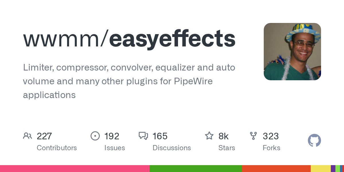 ivan_cukic's tweet card. Limiter, compressor, convolver, equalizer and auto volume and many other plugins for PipeWire applications - wwmm/easyeffects