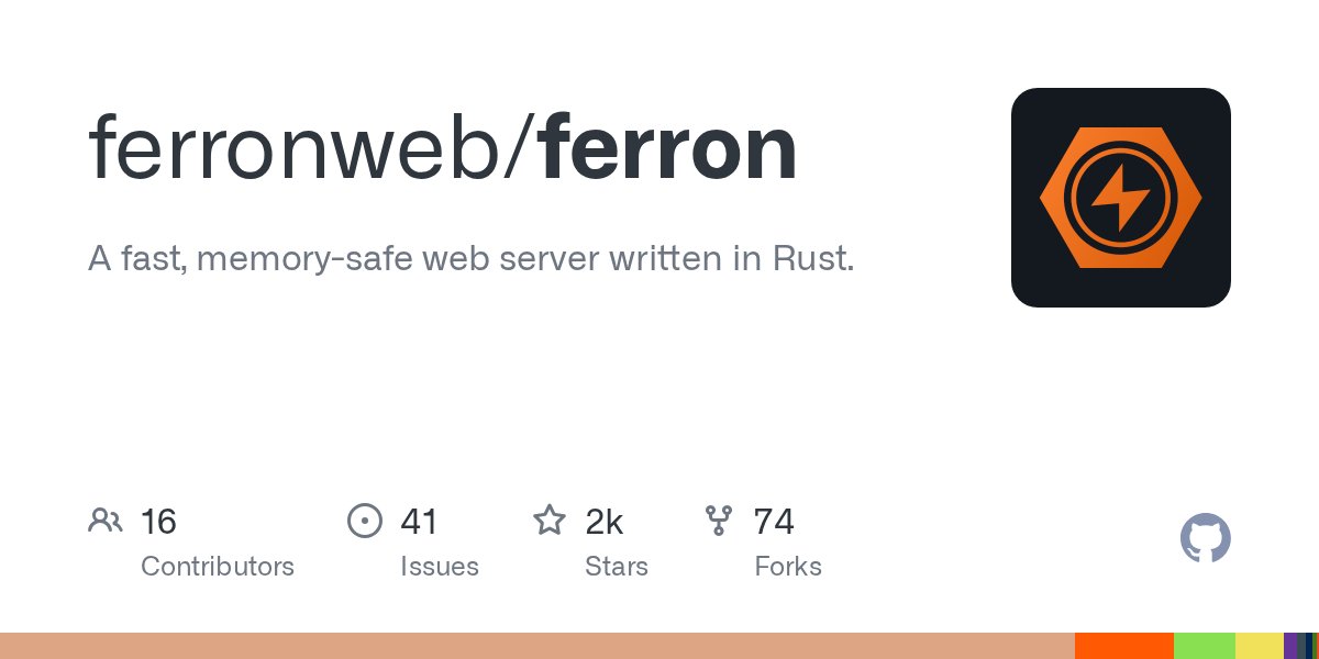 RustDiscussions's tweet card. A fast, memory-safe web server written in Rust. Contribute to ferronweb/ferron development by creating an account on GitHub.