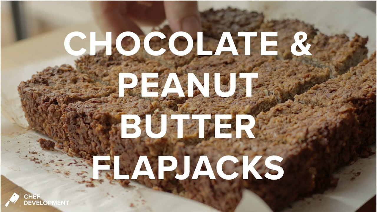 ChefDevelopment's tweet card. Chocolate & Peanut Butter Flapjack | Chef-Development