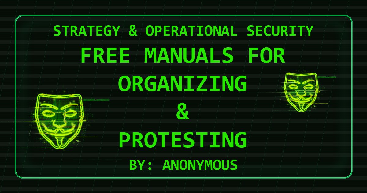 YourAnonNews's tweet card. Two field‑tested handbooks: Protest Manual & Organizing Guide. Free to download, mirror, and share.