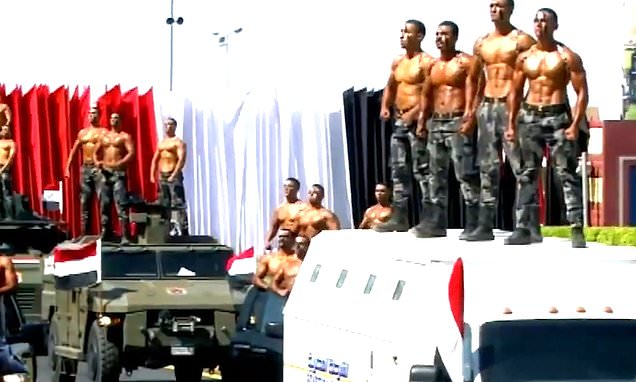 CallithAppleton's tweet card. Video shows rows of statuesque studs from the Egyptian police standing to attention on the roofs of tanks and vans during the graduation ceremony held just outside Cairo on Thursday.