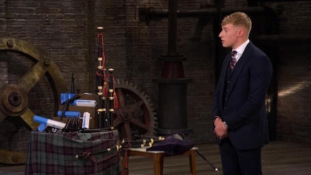 ffpfiona's tweet card. A Falkirk inventor who made a memorable entrance into the Dragons’ Den – belting out a ballad on the bagpipes as he exited the lift – is setting his sights on the international market.