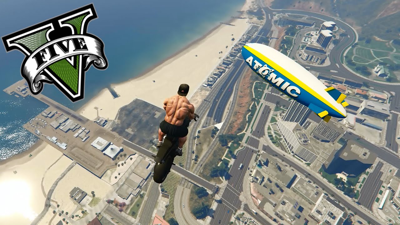 MasterAndroid14's tweet card. GTA V PC RETOS - Un Salto Desde El Monte Chilliad A Un GLOBO - EPICO