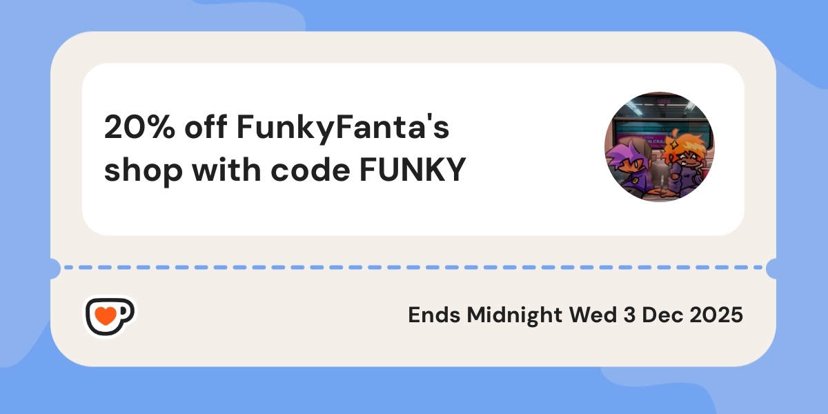 FumbyFamba's tweet card. Visit FunkyFanta at Ko-fi for 20% discount off Shop