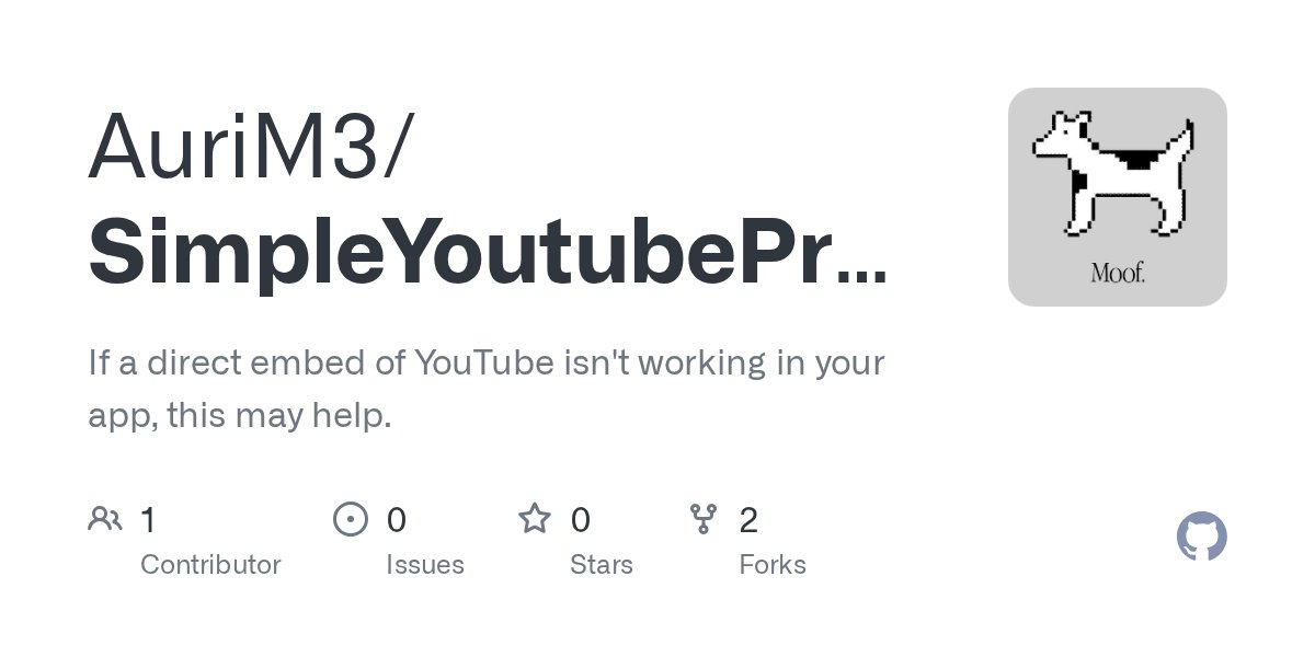 Auri's tweet card. If a direct embed of YouTube isn't working in your app, this may help. - AuriM3/SimpleYoutubeProxy
