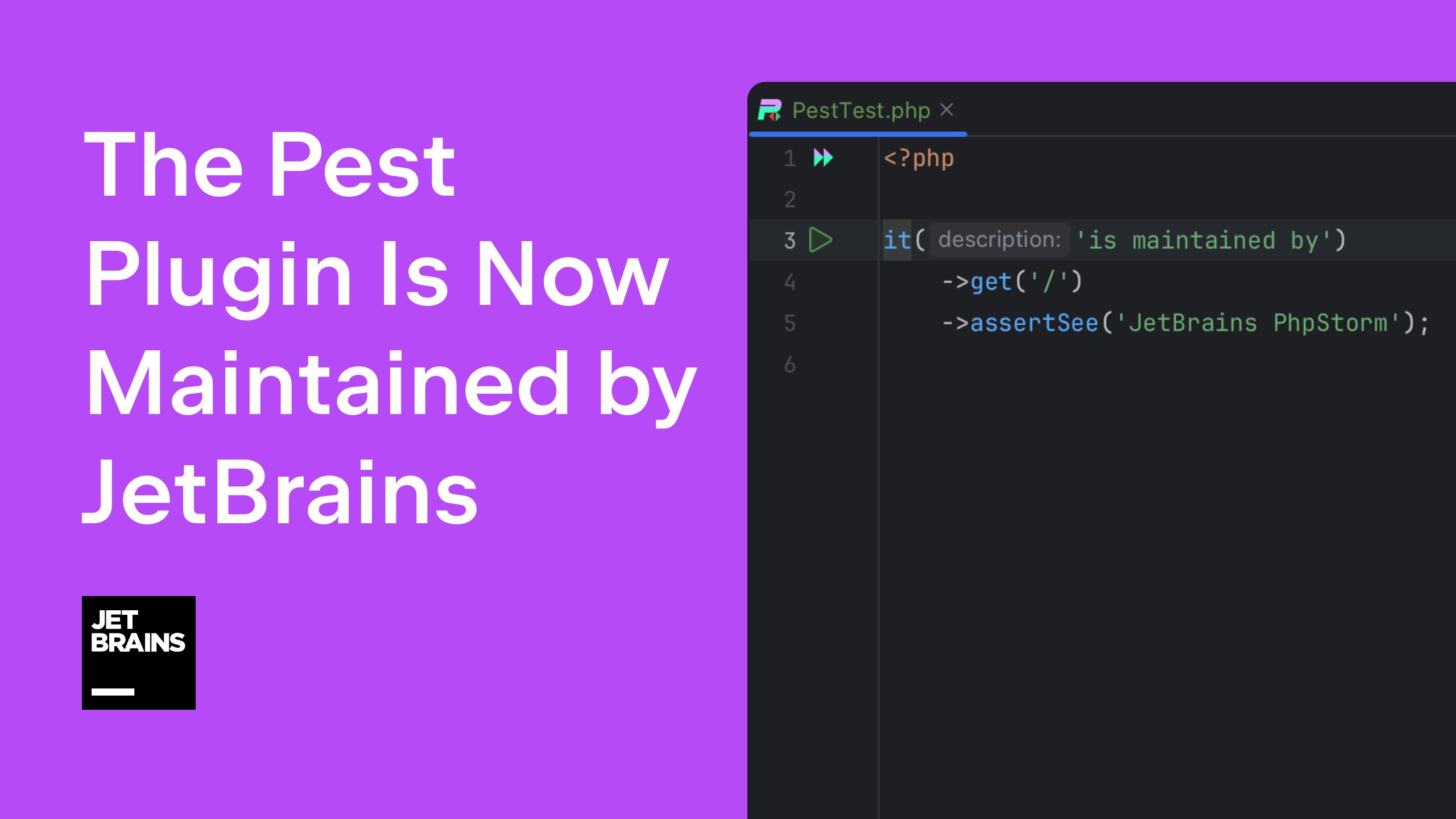 phpstorm's tweet card. You've probably heard about the Pest test framework developed by Nuno Maduro and the community. There is also a dedicated PhpStorm plugin for Pest, which until now has been brilliantly developed by Ol