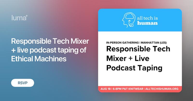 nycallday247's tweet card. Join All Tech Is Human's popular Responsible Tech Mixer series, where a broad range of individuals who deeply care about how technology impacts our future come…