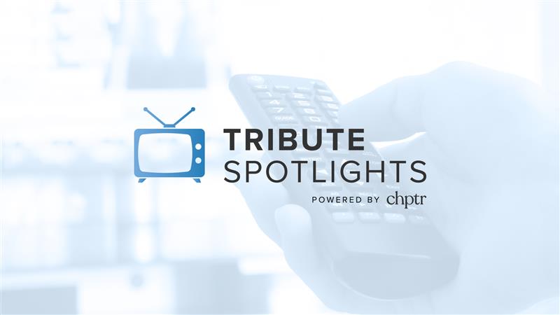 Funeralvision1's tweet card. Tribute Technology has partnered with Chptr, a next-generation storytelling platform, to launch Tribute Spotlights.