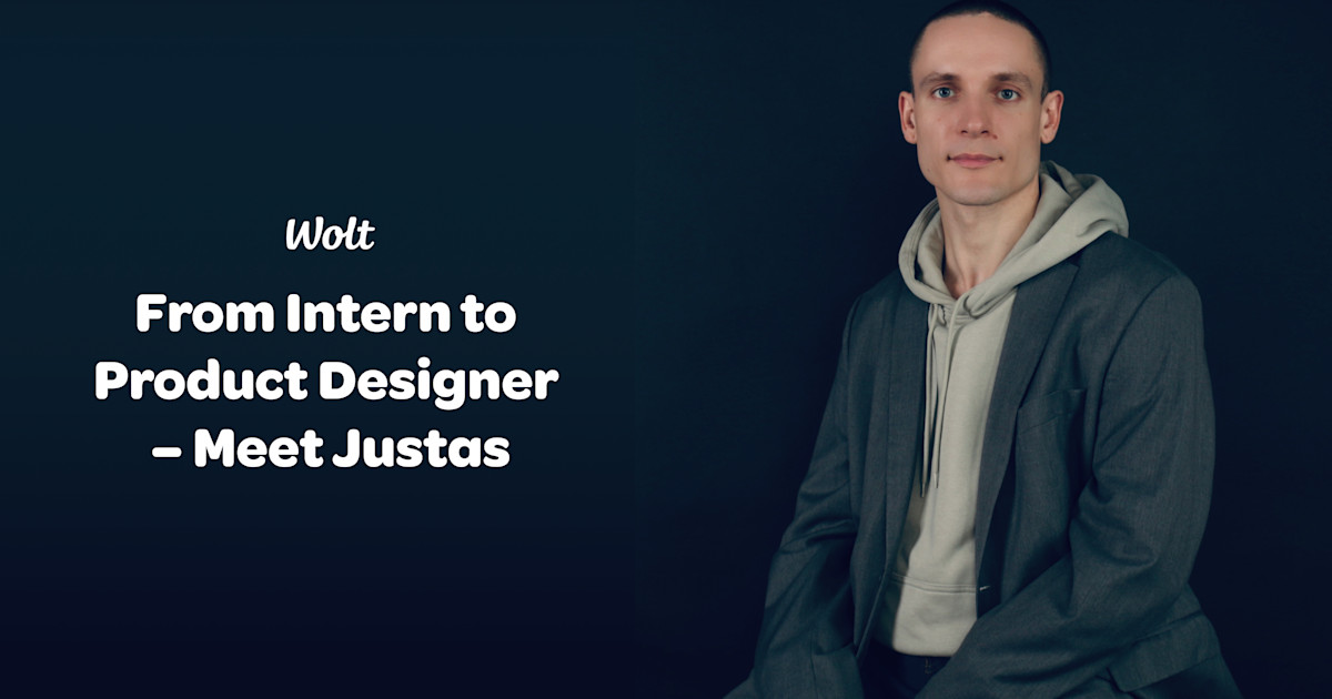 WoltEngineering's tweet card. From Intern to Product Designer - Meet Justas