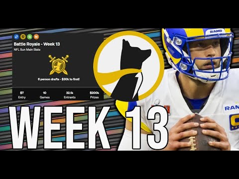 DFSArmy's tweet card. Week 13 Battle Royale First Look Draft