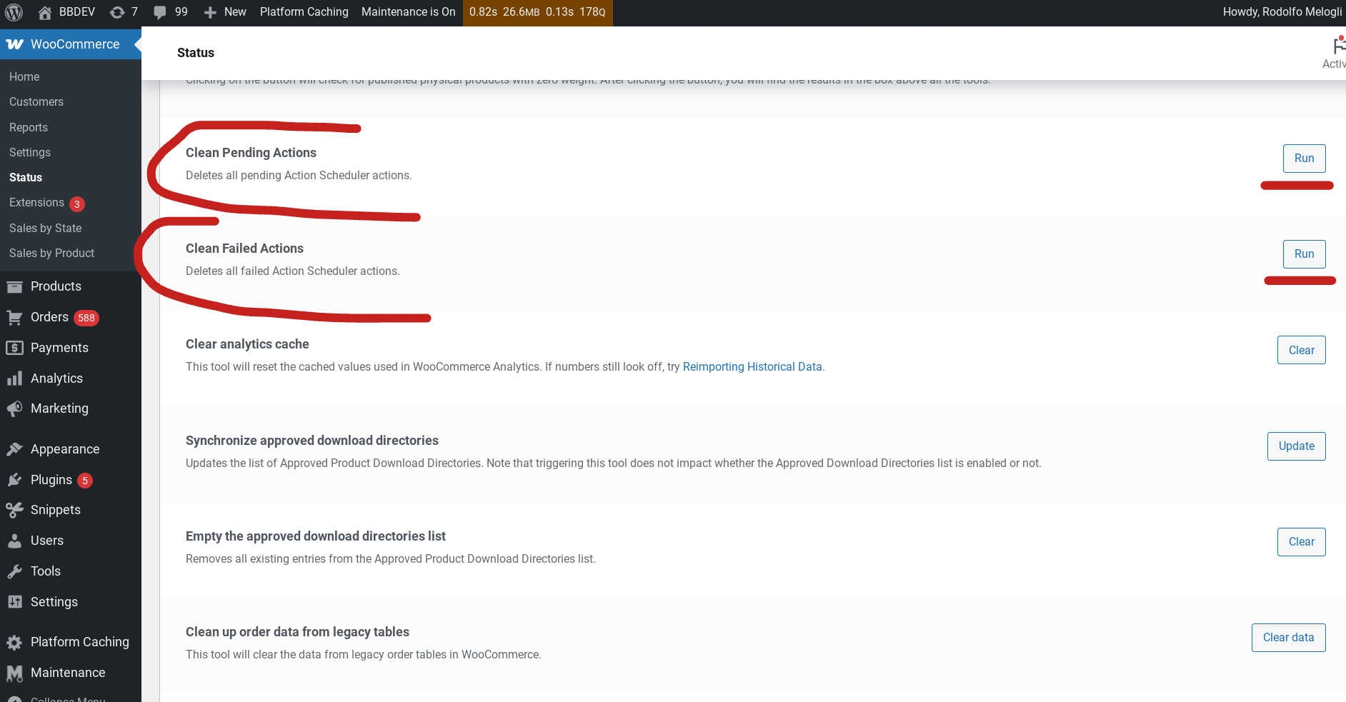 rmelogli's tweet card. In a recent project, I needed a quick way to bulk delete pending and failed Action Scheduler jobs directly from the WordPress dashboard—so I built a custom tool for it. The WooCommerce > Status >...