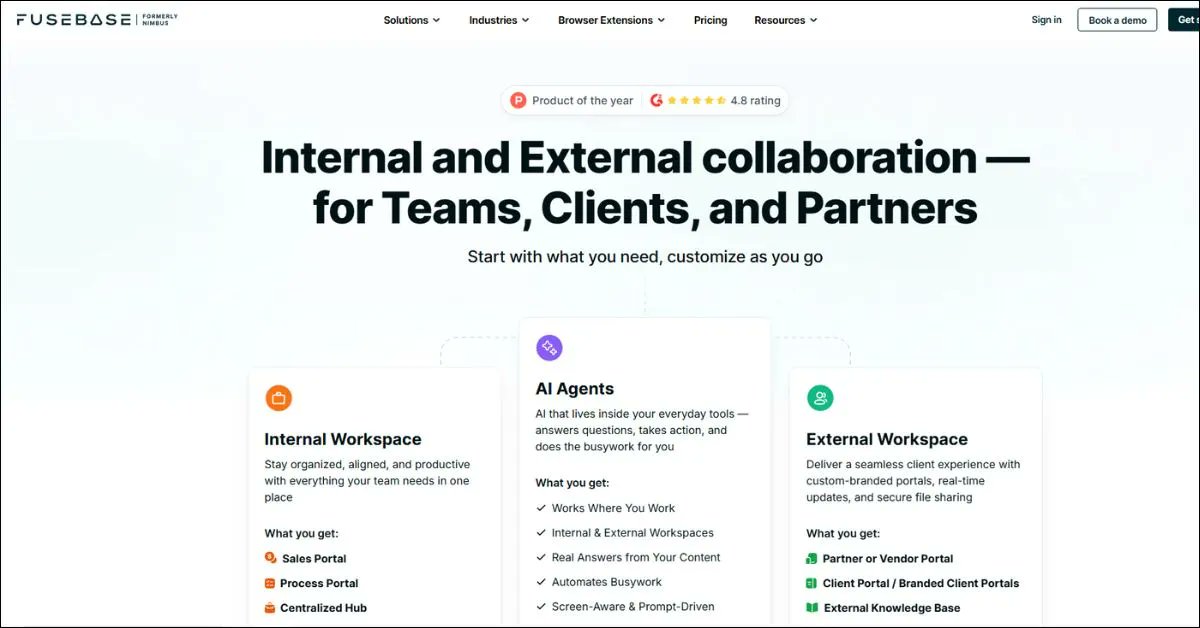 businessaisite's tweet card. FuseBase Review 2025: AI-powered workspaces and branded client portals that centralize docs, record meetings, and automate tasks for faster onboarding and cleaner workflows.