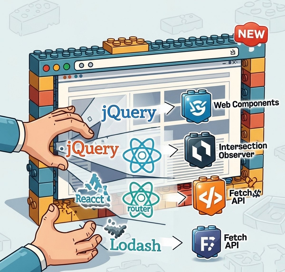 CoderPrinceV's tweet card. How I eliminated 80% of my dependencies and built faster, more reliable web applications using native browser capabilities