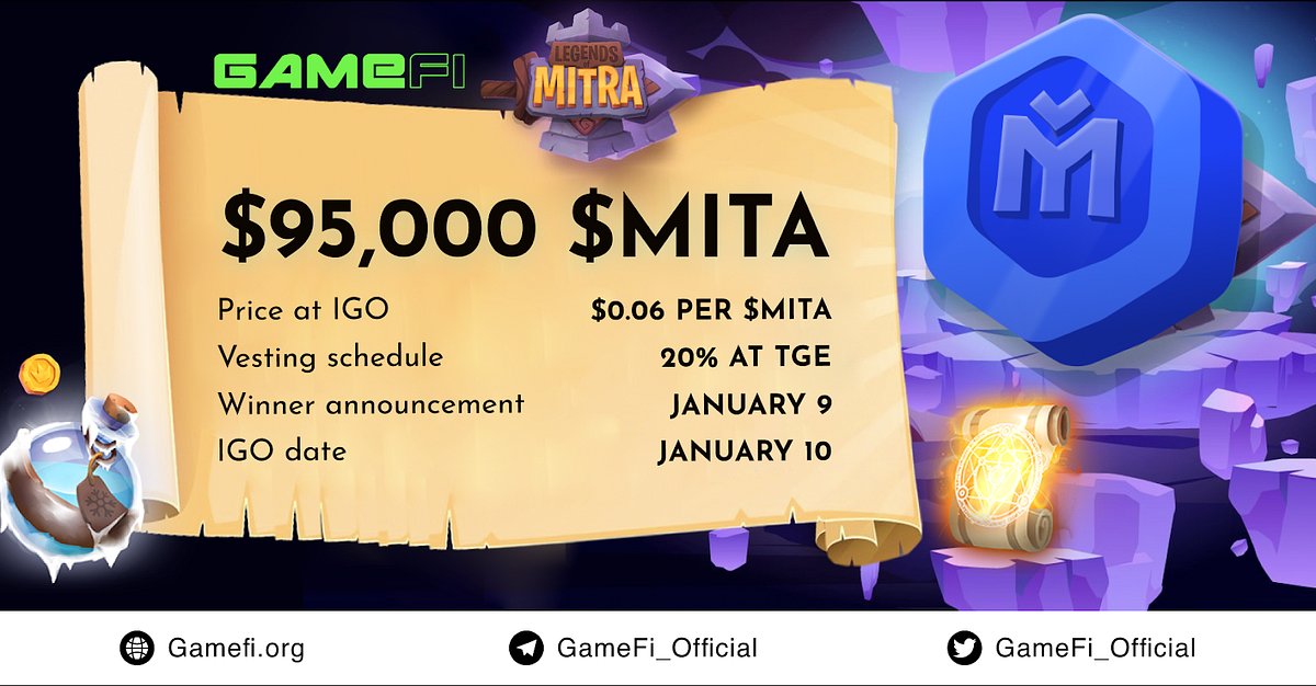 GameFi_Official's tweet card. Application time starts from 09:00 UTC, Jan 5 to 07:00 UTC, Jan 9