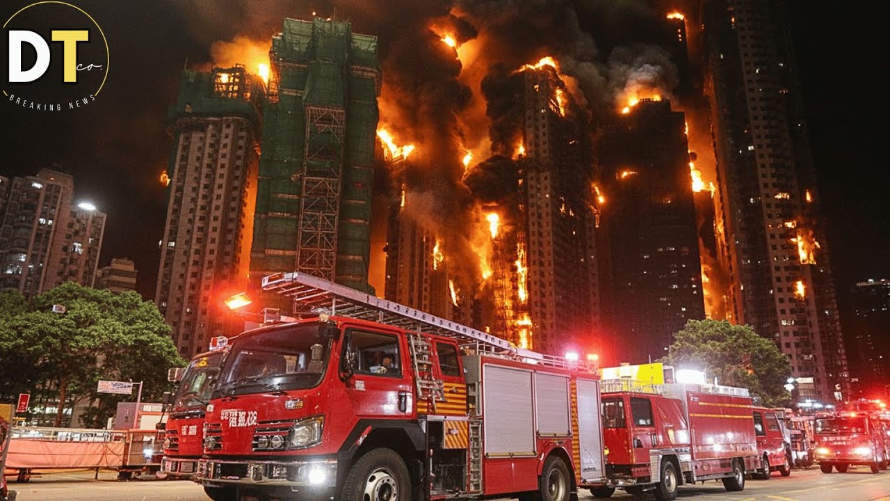 dov_Now's tweet card. Major Fire in Hong Kong Today! 7 Buildings Burning in Tai Po,Rescue...