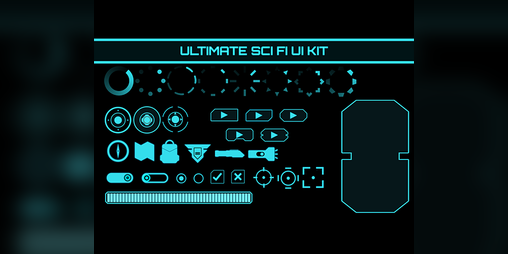 BiswajeetGames's tweet card. Sci Fi UI Asset. PSD, PNGS and Unity Asset Package.