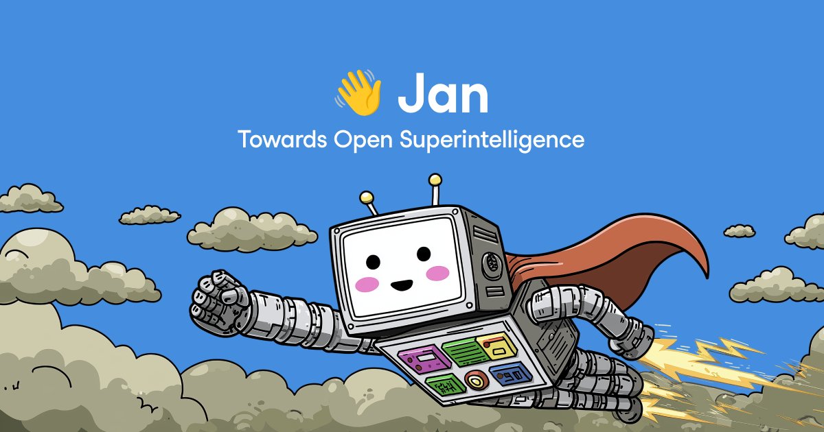 jandotai's tweet card. Jan is an open-source alternative to ChatGPT. Run open-source AI models locally or connect to cloud models like GPT, Claude and others.