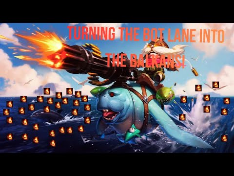 superdragart's tweet card. SECRET CORKI HACK TO TURN THE BOT LANE INTO THE BALKANS!