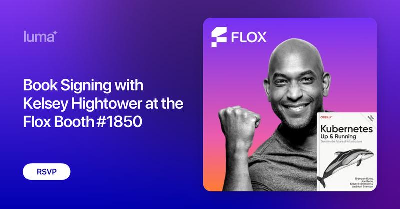 floxdevelopment's tweet card. Join Kelsey Hightower and the Flox Crew at the Flox Booth (#1850) for a special book signing and a chat about Kubernetes, Uncontained. Stop by to meet Kelsey,…