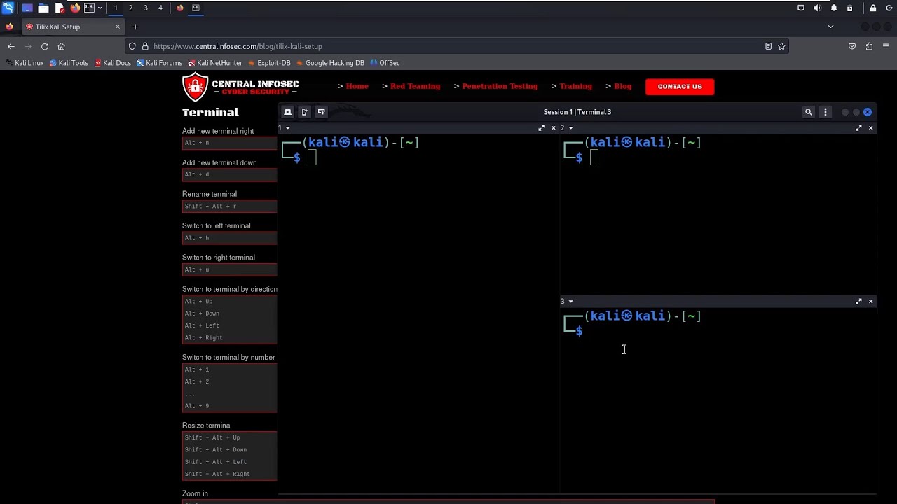centralinfosec's tweet card. How to Install Tilix on Kali Linux - Custom Setup Script