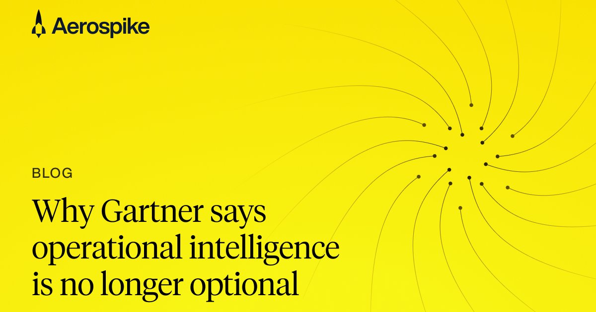 aerospikedb's tweet card. Discover why Gartner now considers operational intelligence essential for competitive advantage and how real-time analytics empowers faster, smarter decisions.