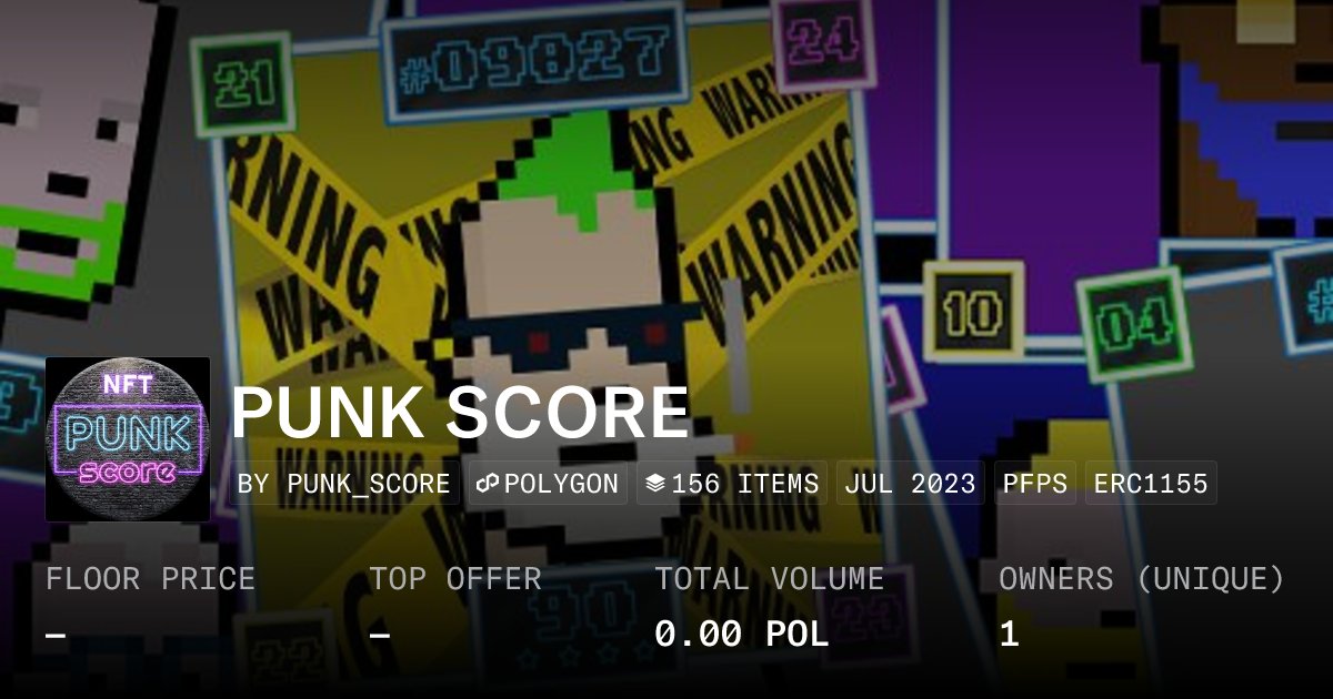 Punk_Score_NFT's tweet card. Discover PUNK SCORE, a captivating NFT collection with cards representing the characters' identities. Immerse yourself in a world where social rating rules. Each card has four attributes: health,...