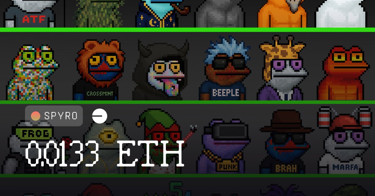 SpoliticusMedia's tweet card. A community of frogs who enjoy art, fair launches and lore 🐸 Art by // @SPYR0_Crypto