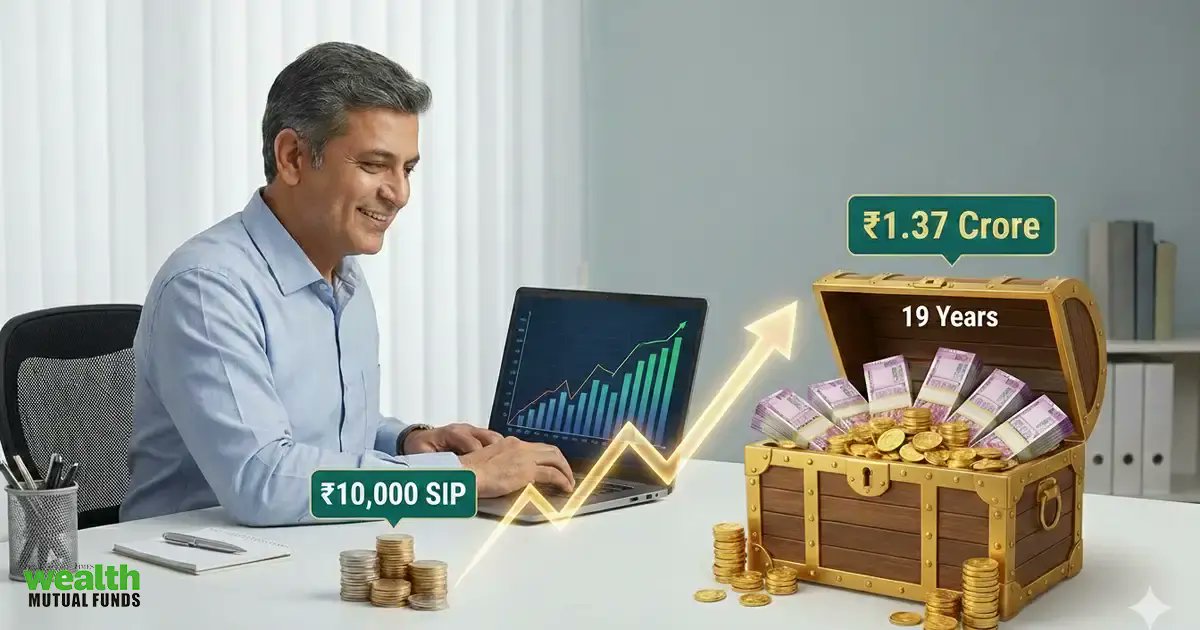 ETMutualFunds's tweet card. DSP Midcap Fund has delivered significant wealth creation, turning a Rs 10,000 monthly SIP into Rs 1.37 crore over 19 years. While long-term SIP discipline proved effective, recent performance shows...