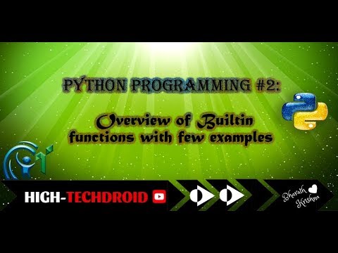HighTechdroid's tweet card. Python programming #2;Overview of Builtin functions with few examples