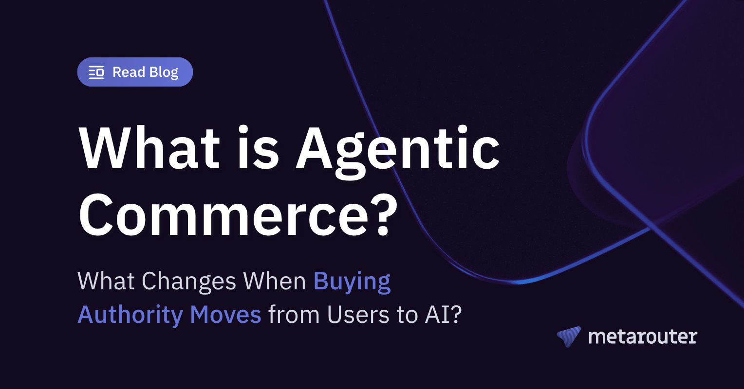 MetaRouter's tweet card. AI agents can now buy things autonomously. Learn what changed, how it differs from e-commerce, and which infrastructure gaps retailers face.