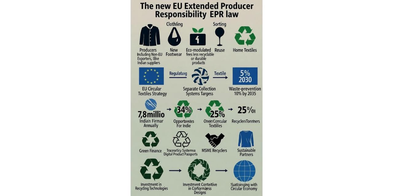 techtextoday's tweet card. India’s textile exporters must adapt to the EU EPR law. Circular design, traceability, and recycling create both risks and opportunities.