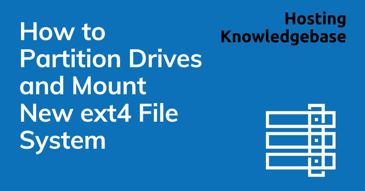 RadWebHosting's tweet card. This article shows how to partition drives and mount new ext4 file system in Linux server. This guide is intended to help system administrators partition drives and mount new file systems.