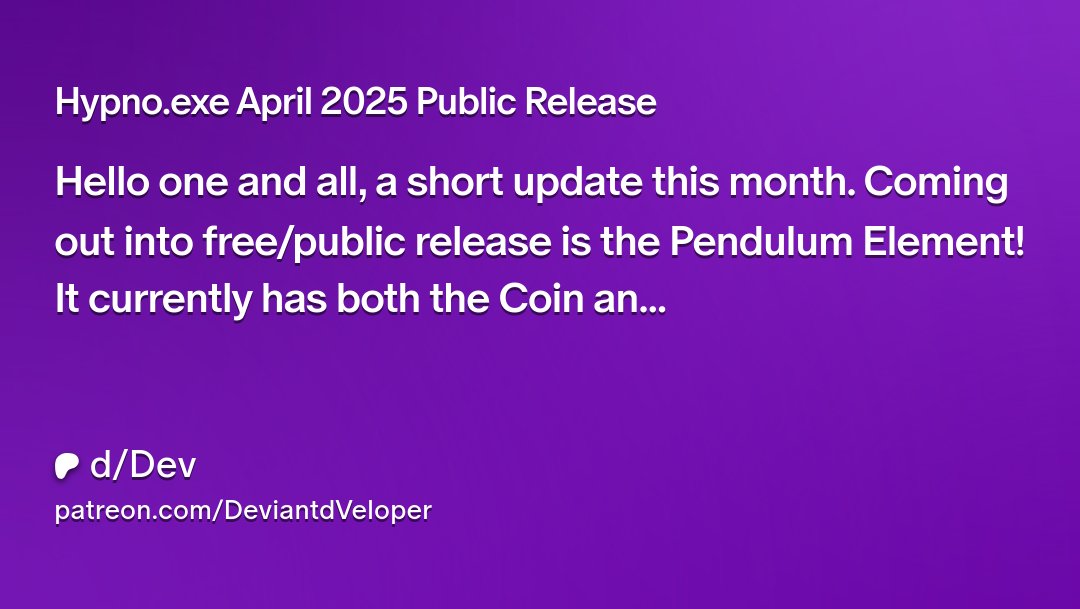 HypnoExe's tweet card. Get more from d/Dev on Patreon